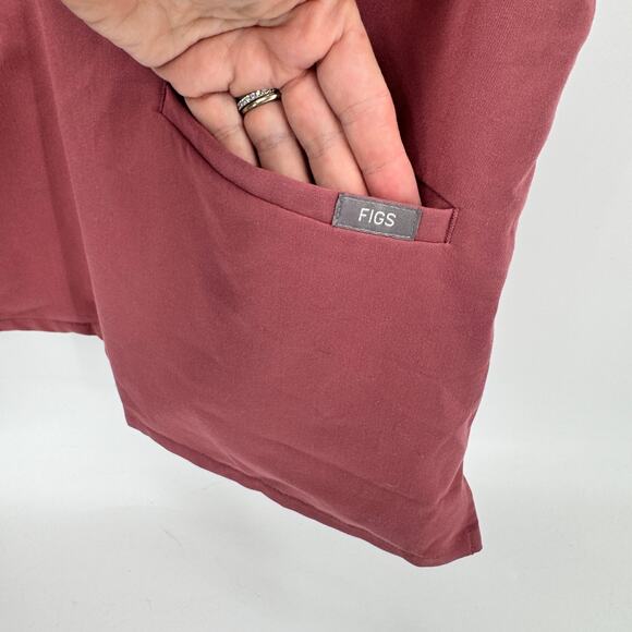 FIGS Scrub Top Casma Womens Small Mauve Pink Pullover Short Sleeve V-Neck - Picture 5 of 8